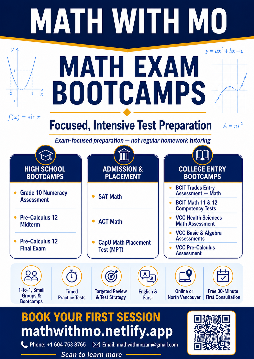 Math exam bootcamps poster